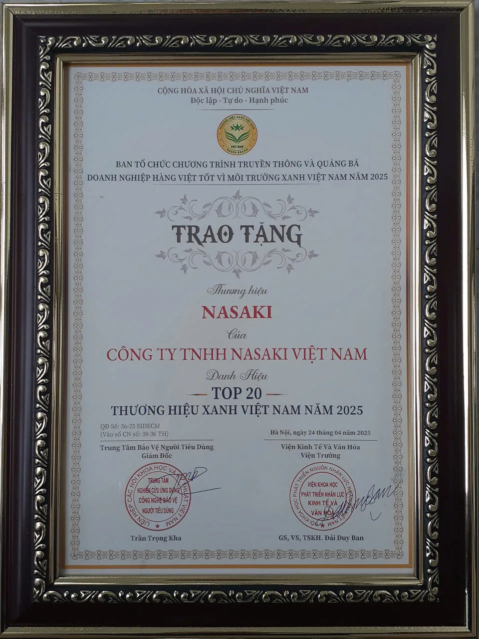 Chứng nhận Top 20 Thương hiệu xanh Việt Nam 2025