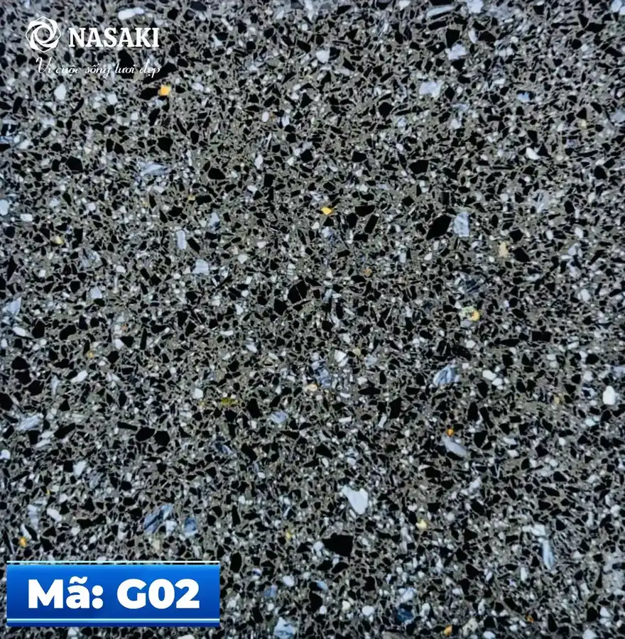 Gạch Terrazzo Nasaki Đen Hạt Trắng G02