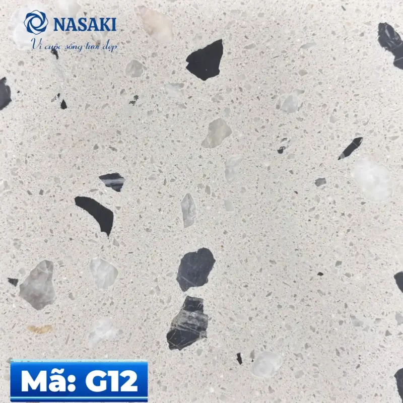 Gạch Terrazzo Nasaki Trắng Hạt Đen G12