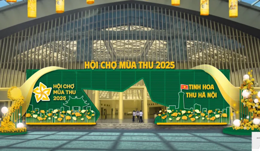 Cổng Hội chợ Mùa Thu 2025 tại Trung tâm Triển lãm Việt Nam