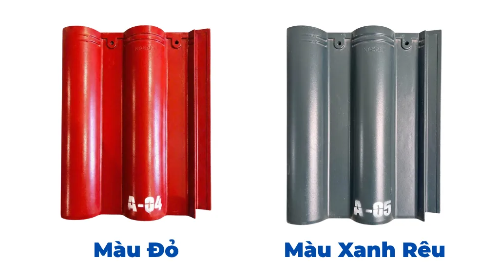Ngói sóng NASAKI mã A-04 màu đỏ và A-05 màu xanh rêu