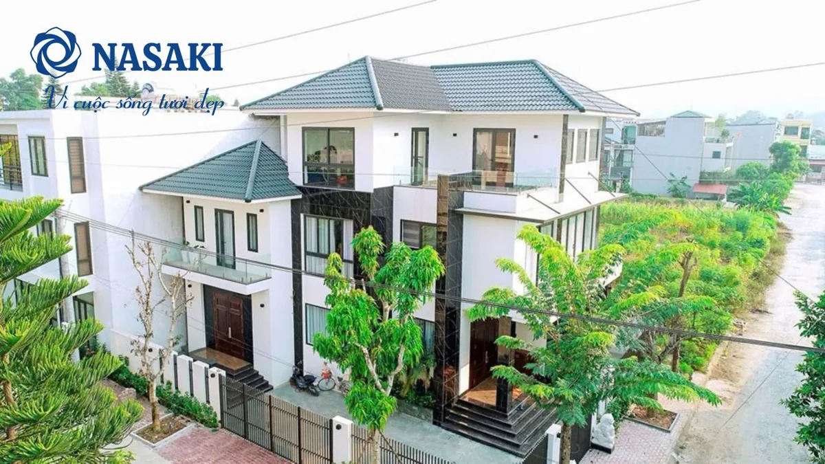 Biệt thự phong cách hiện đại lợp ngói NASAKI tông ghi