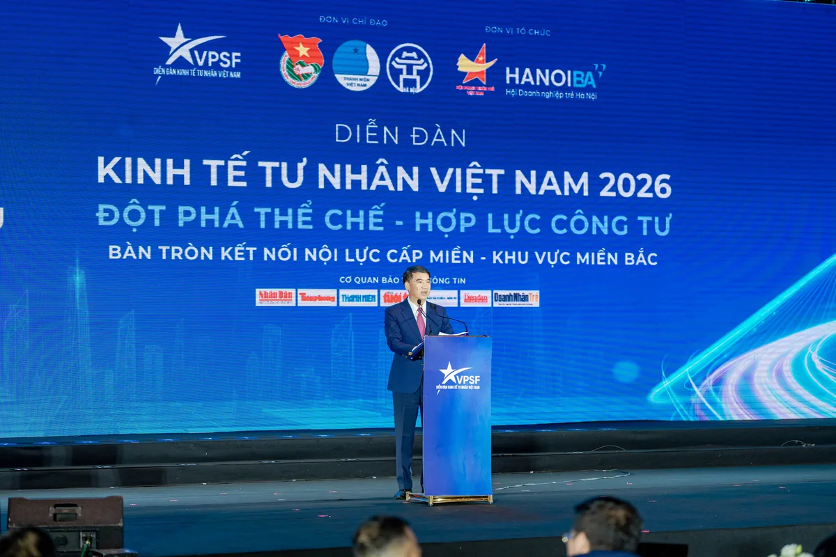 Lãnh đạo phát biểu tại Diễn đàn Kinh tế tư nhân Việt Nam 2026, phiên bàn tròn khu vực miền Bắc